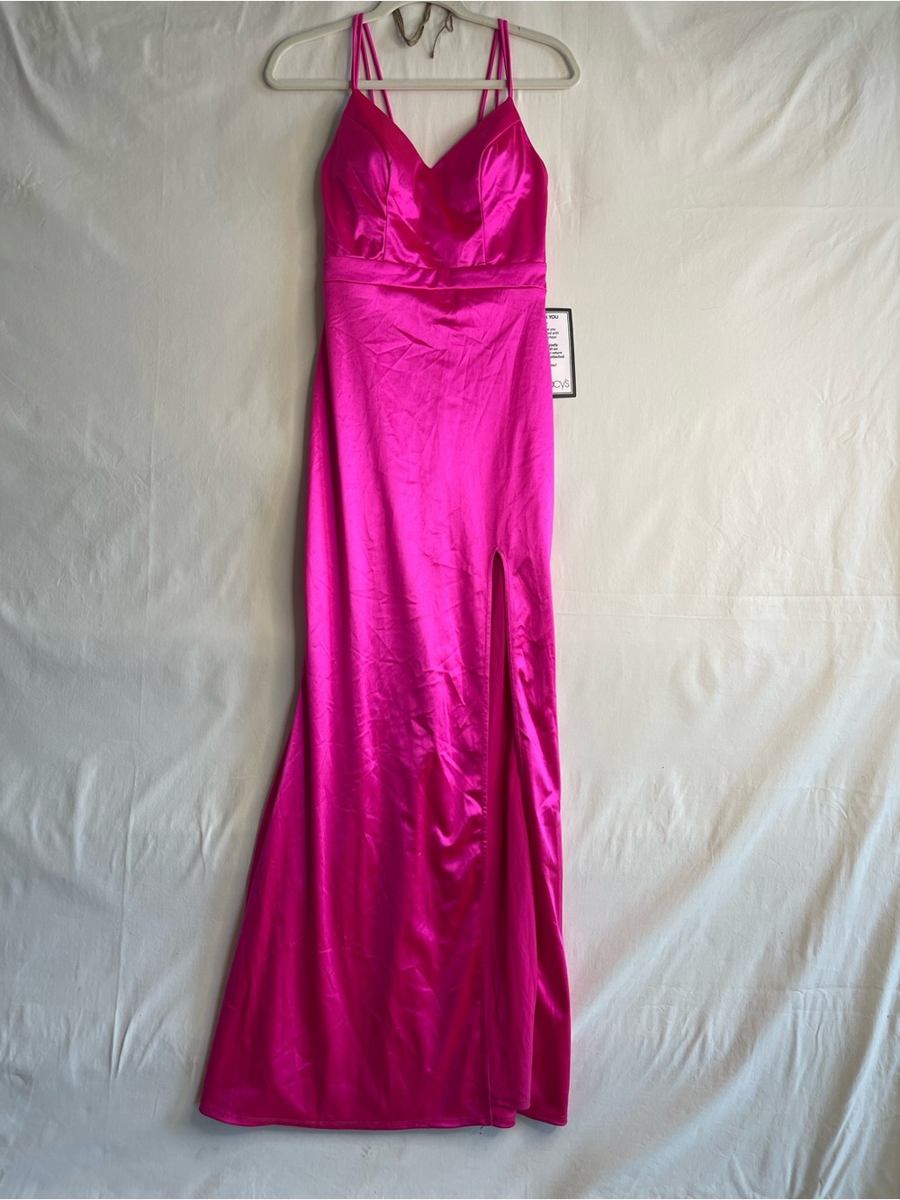 City Studio Womens Fuchsia Pink Satin Lace Back Formal Gown Dress Size 5